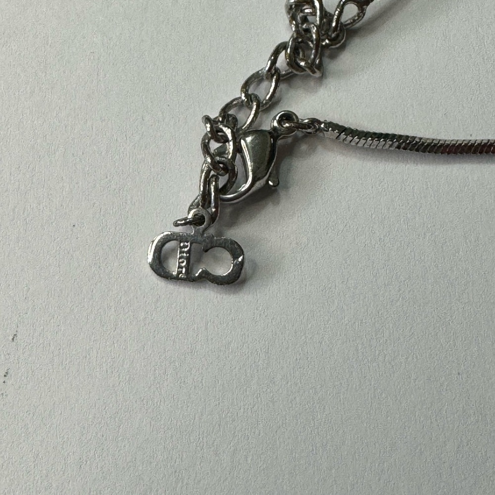 Dior Trotter 2 Silver & Black Logo Pendant Necklace - Picture 7 of 11
